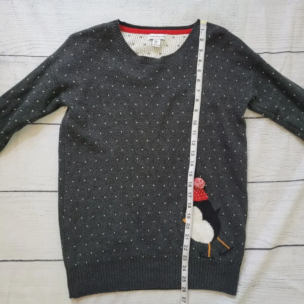 Wearing Your‎ Heart On Your Sleeve	Size	M Grey Heart Polka Dot Penguin Sweater